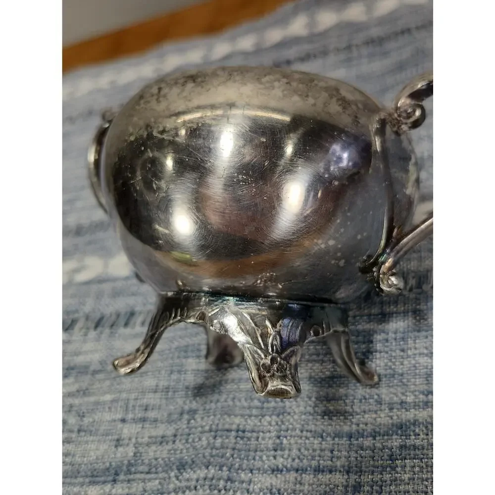 Vintage F.B. Rogers Silver Co Footed Covered Sugar Bowl Silverplate Ornate
